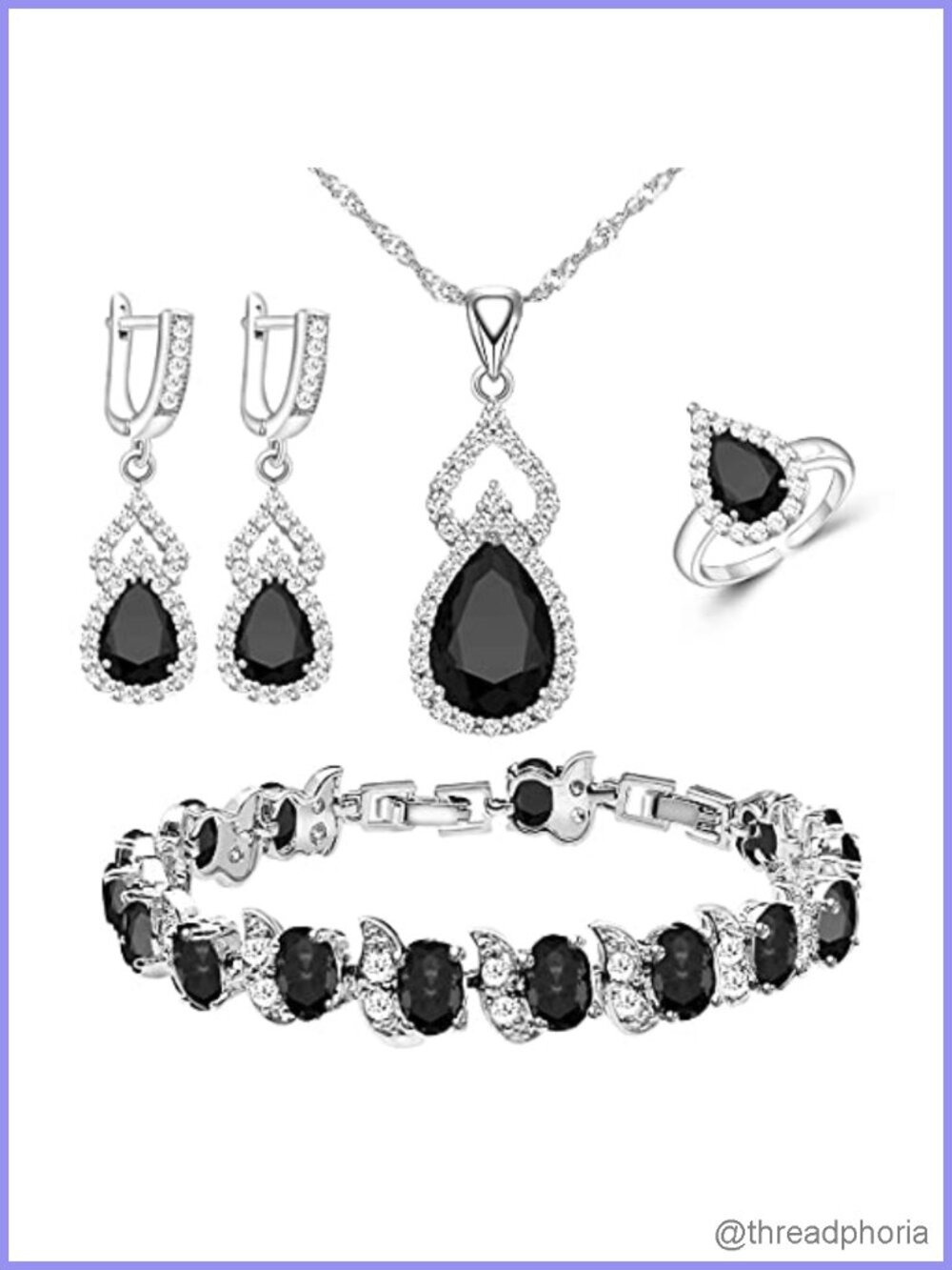 Women's Jewelry Set White Gold Plated Cubic Zirconia Necklace Bracelet Earrings